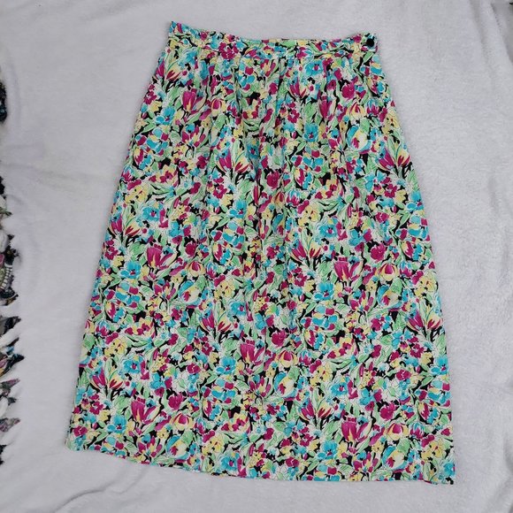 Vintage country sophisticates by pendleton Floral Rayon Skirt - Picture 6 of 12